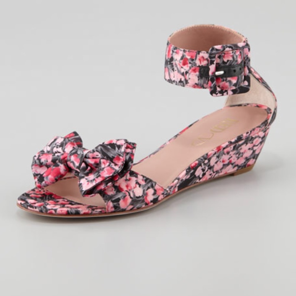 RED Valentino ankle strap wedge dark floral 40